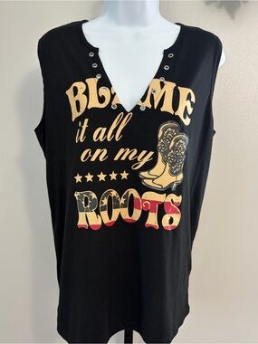 Black Graphic Tee with Cream Western Screen Print